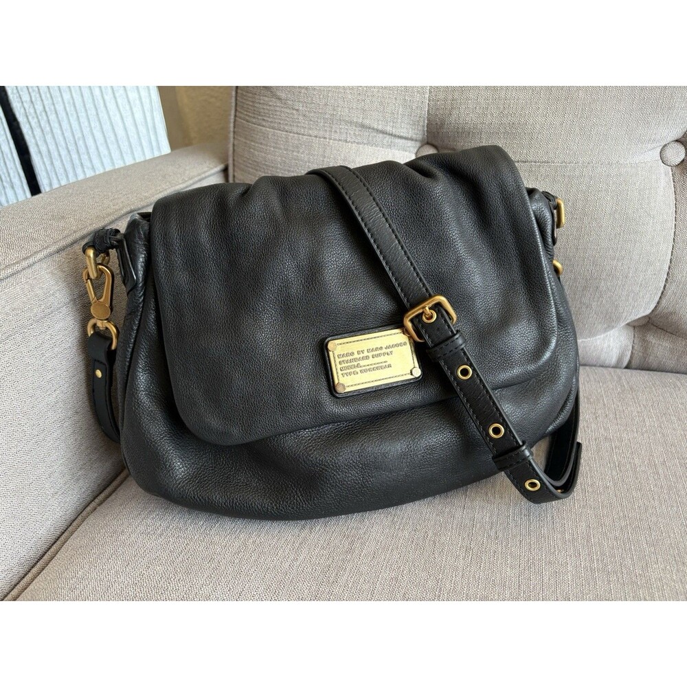 Marc by Marc Jacobs Classic-Q Lil Ukita Bag Black Pebbled Leather Crossbody Y2K